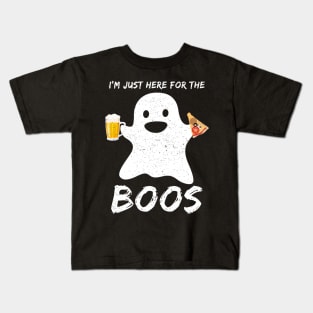 I'm just here for the boos Funny Beer Pizza Lover Halloween Kids T-Shirt